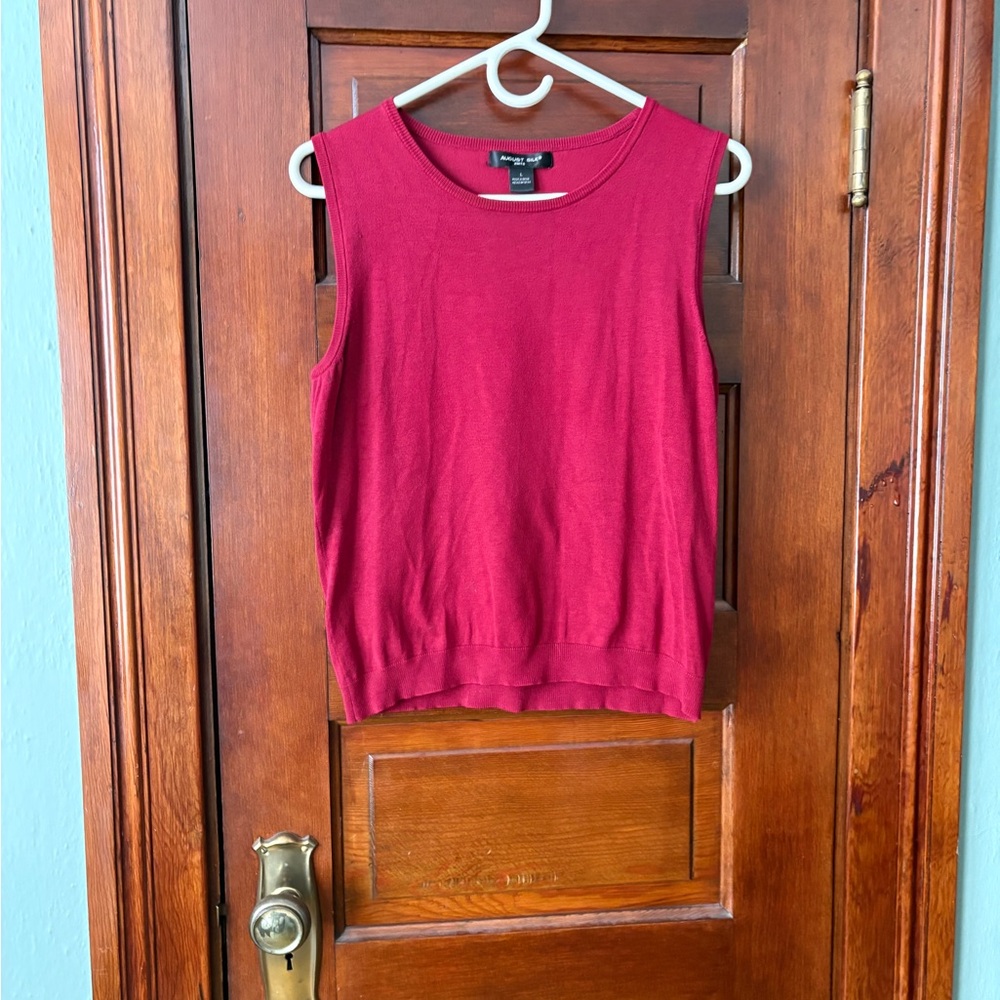 August Silk Ribbed Red Sleeveless Tank Top